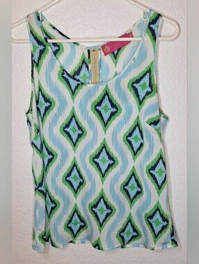 Macbeth Collection by Margaret Josephs Ikat Geometric Blouse Size M